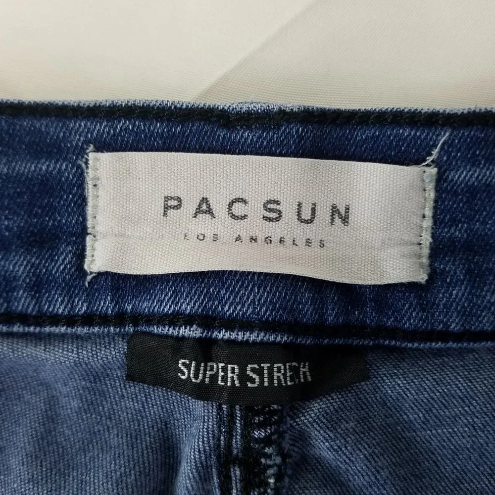 Pacsun Jeans Womens 26 Long Mid Rise Blue Denim Jegging Destroyed Medium Wash‎